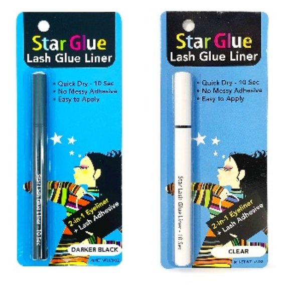 STAR GLUE LASH  GLUE LINERS (CLEAR & BLACK) SET OF 2 - Picture 1 of 4